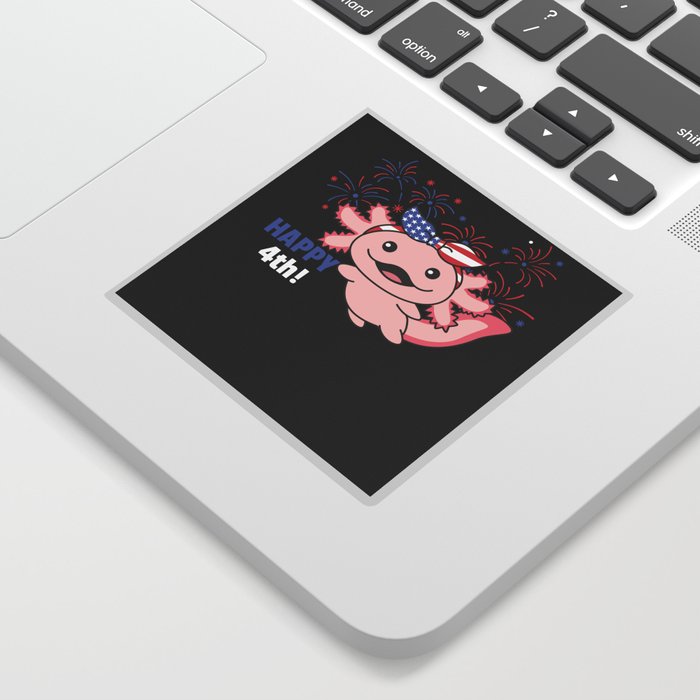 Happy 4th Cute Axolotl With Fireworks America Sticker