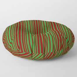 [ Thumbnail: Forest Green and Maroon Colored Lines/Stripes Pattern Floor Pillow ]