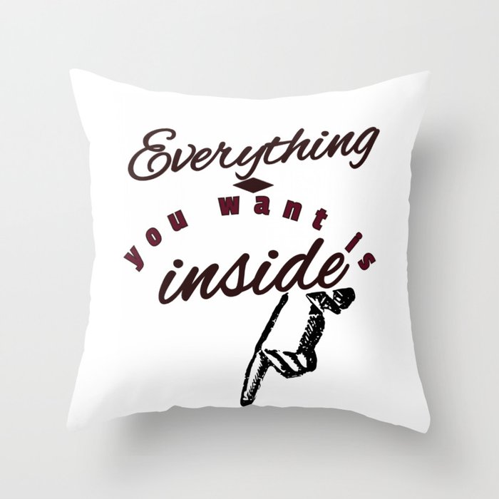 Everything you Want is Inside Pointing at Crotch Groin Genitals Naughty  Sexy Design Throw Pillow by kanorskydesigns