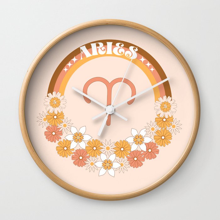 Vintage Aries Zodiac Pattern Wall Clock