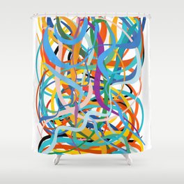 Colourful Line Art Abstract Art Good Vibes of Summer  Shower Curtain