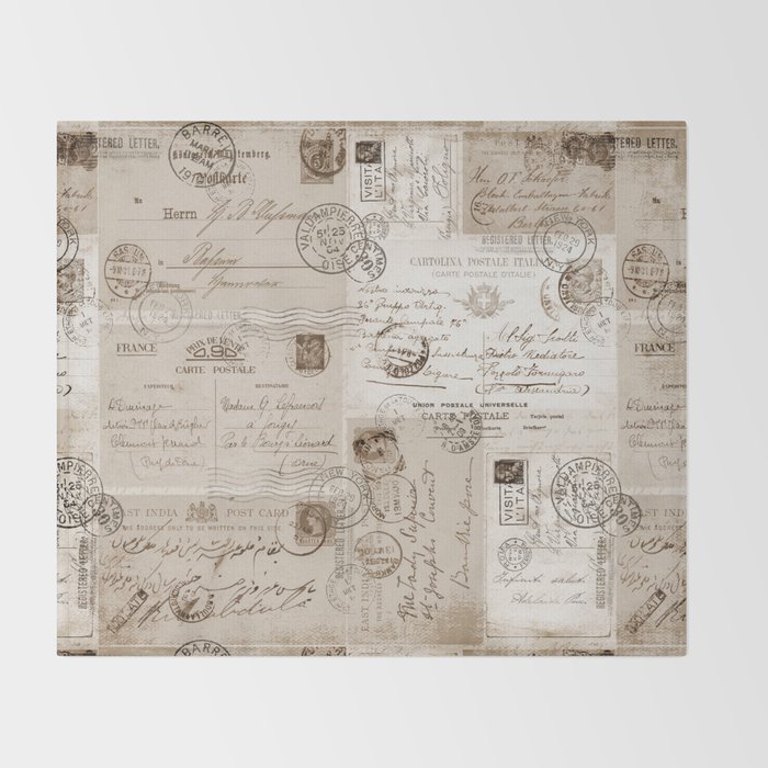 Old Letters Vintage Collage Throw Blanket By Lebensart Society6