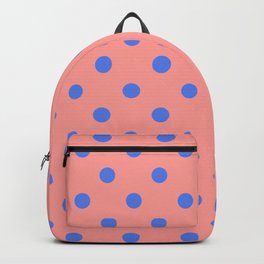 Blue Dots on Pink Polka dots Classic Pattern Backpack | Pink, Decorative, Vintage, Polkadots, Geometric, Blie, Fasshion, Textile, Decor, Spots 