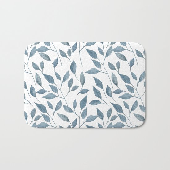 Watercolor leaves pattern Bath Mat
