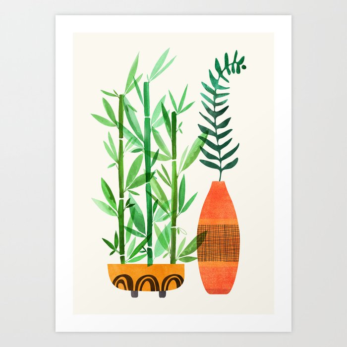 Bamboo and Fern Botanical Illustration Art Print