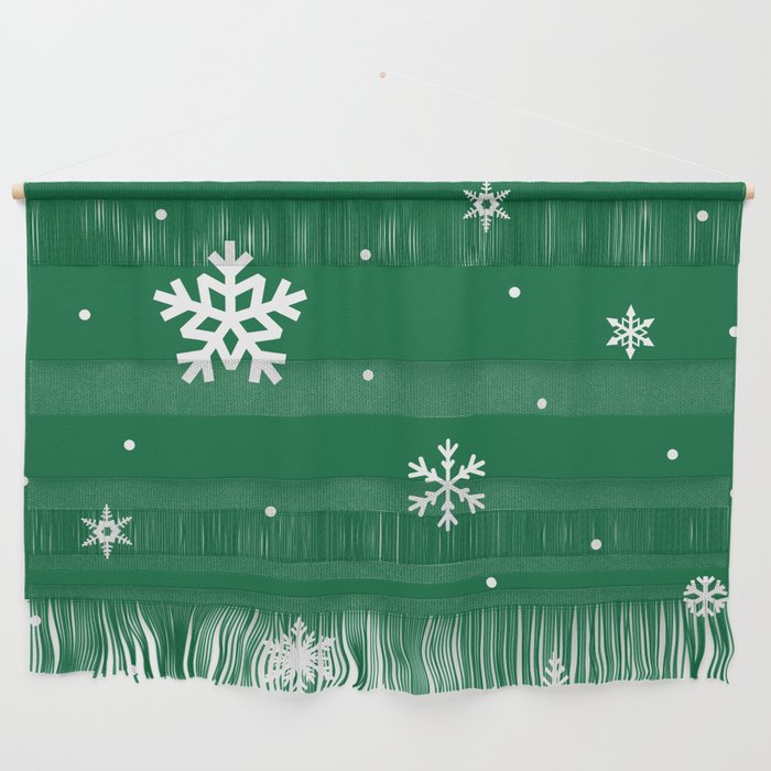Green Christmas Vibes Pattern Crystal SnowFlakes Wall Hanging