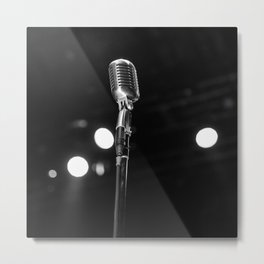 Nerves Metal Print | Vicetricks, Lights, Stage, Fineart, Micstand, Retro, Black And White, Photo, Digital, Music 