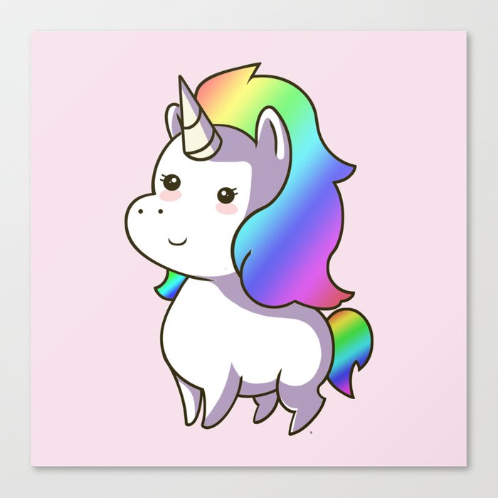 Super Cute Rainbow Unicorn Kawaii Canvas Print By Steelartstudios