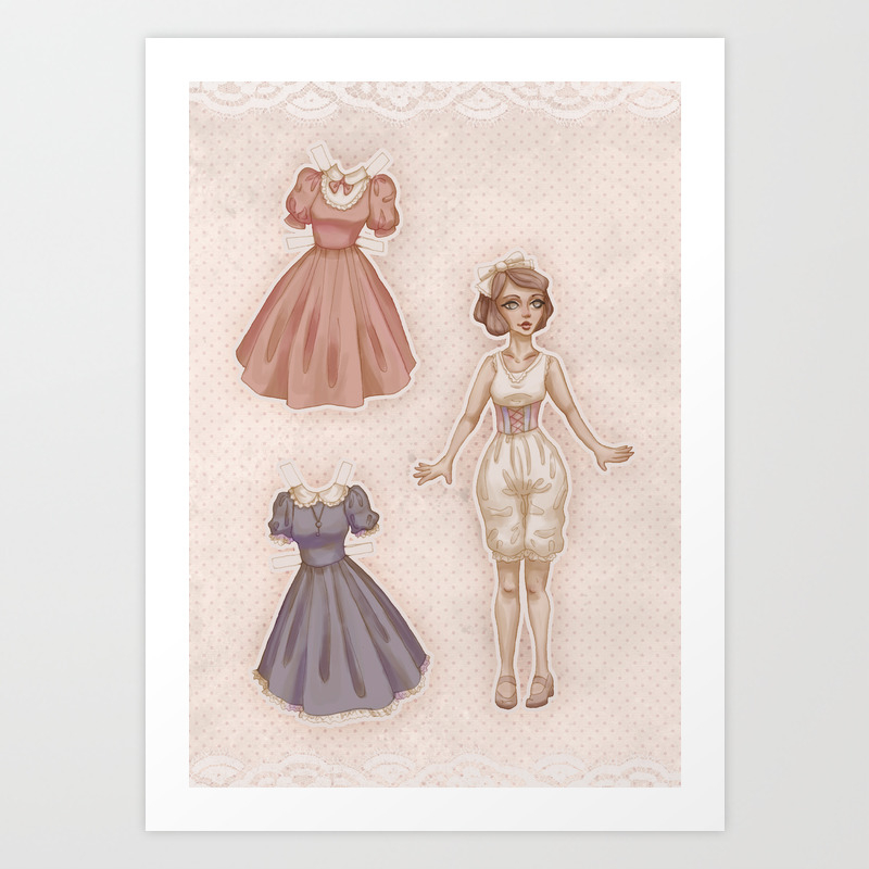 Annette Paper Doll Art Print By Ninelyn Society6