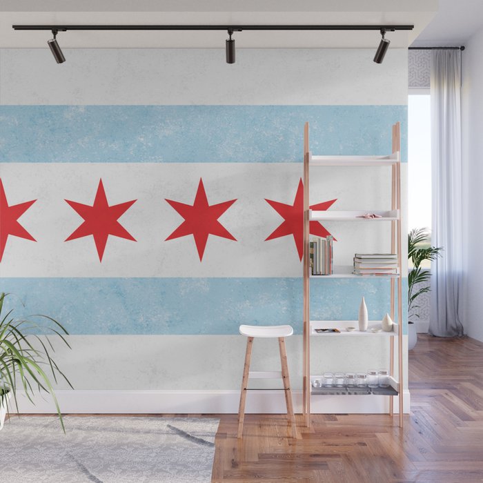 City of Chicago Flag Wall Mural by Enzwell Artworks | Society6