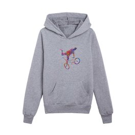 Watercolor bmx cycling race Kids Pullover Hoodies