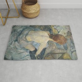 Henri de Toulouse-Lautrec Rousse (La Toilette) Rug | Kiss, Bed, Toulouse, Women, French, France, Lautrec, Drawing, Classic, Vintage 