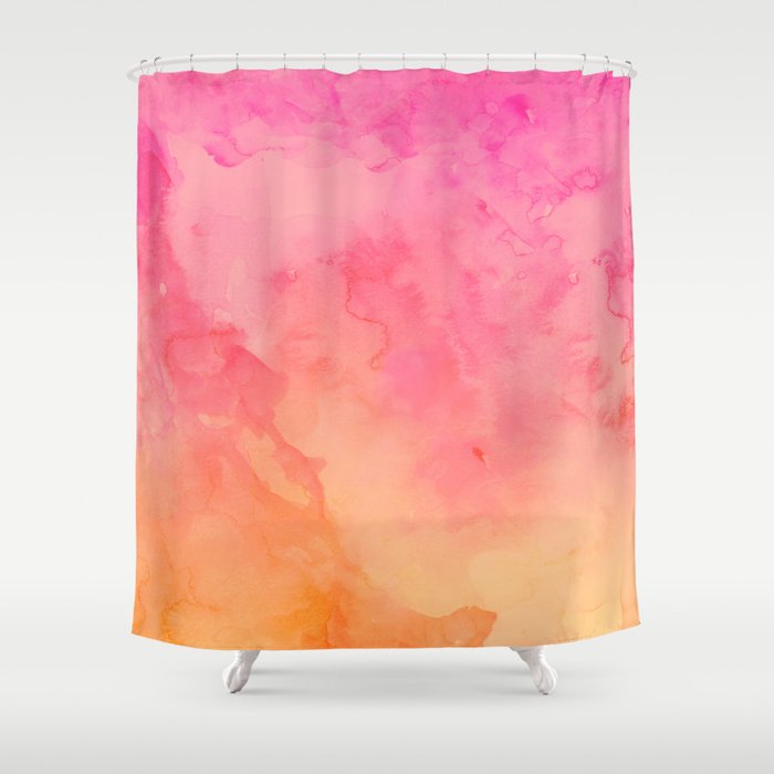 Modern Summer Hand Painted Pink Orange Sunset Watercolor Wash