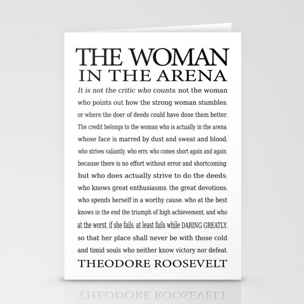 Daring Greatly, Woman in the Arena - The Man in the Arena Quote by Theodore Roosevelt Stationery Cards