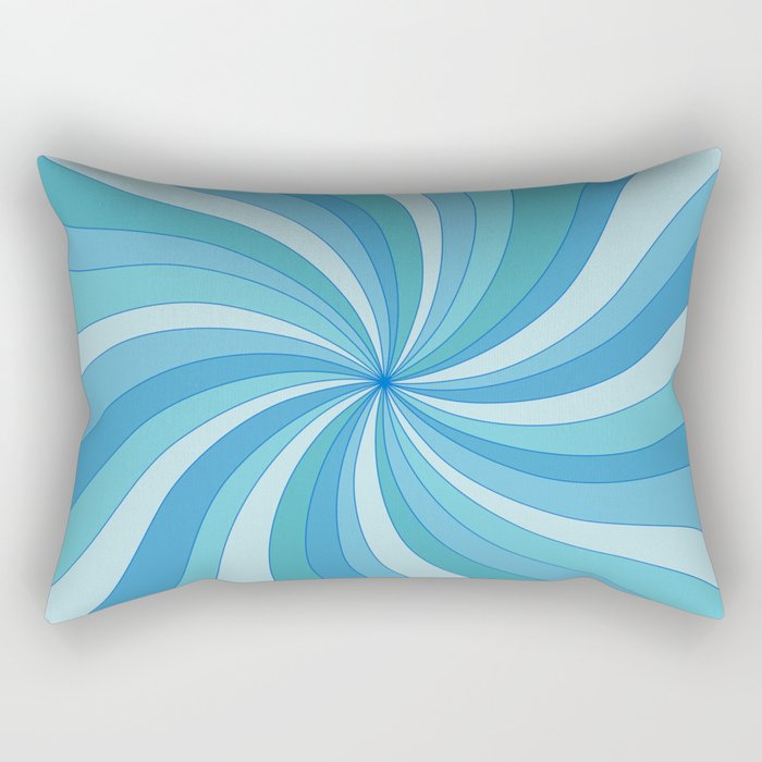Blue Sunburst Retro Abstract Rectangular Pillow