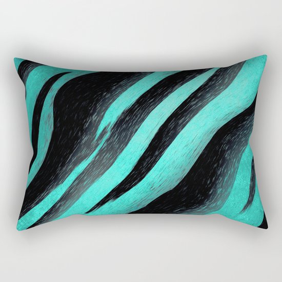 Cyan Zebra Rectangular Pillow