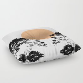 Abstract Sun and Bonsai Trees Floor Pillow