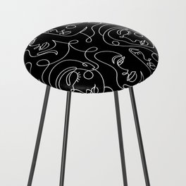 Seamless pattern with abstract faces on black. Counter Stool