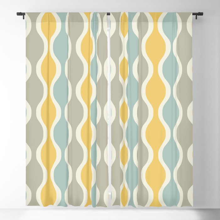Moroccan Quatrefoil Boho Decoration 153 yellow Gray and Blue Blackout Curtain