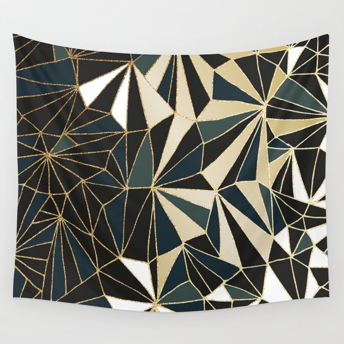 New Art Deco Geometric Pattern Emerald Green And Gold Wall New Art Deco Geometric Pattern Emerald Green And Gold Wall Tapestry