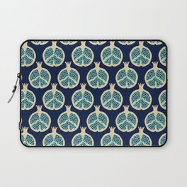 POMEGRANATES in MINT GREEN AND SAND ON DARK BLUE Laptop Sleeve