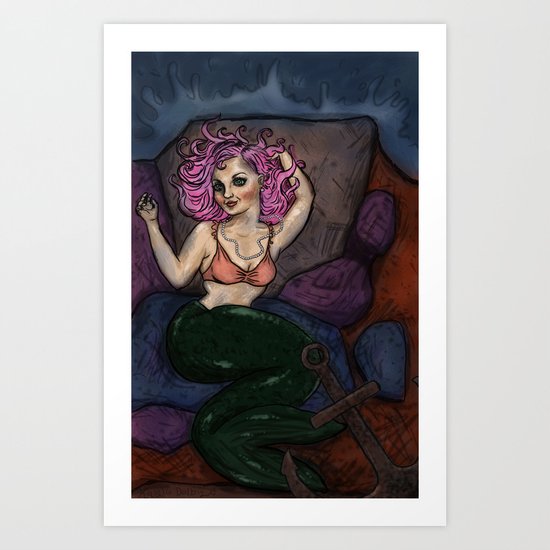 Pin Up Mermaid Art Print