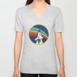 Space Shuttle Rocket Spaceship Astronaut V Neck T Shirt