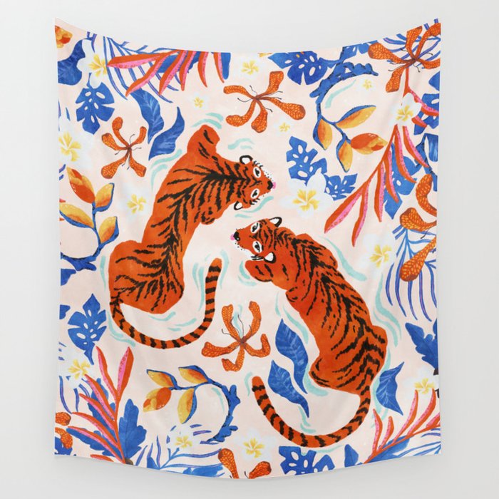 Tiger Swim Wall Tapestry