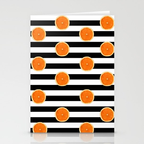 Juicy Orange Slices Black Stripes Chic Stationery Cards
