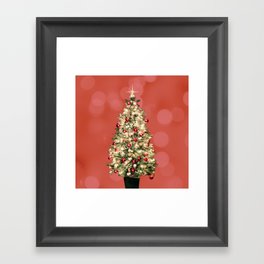 Christmas Tree on Red Framed Art Print