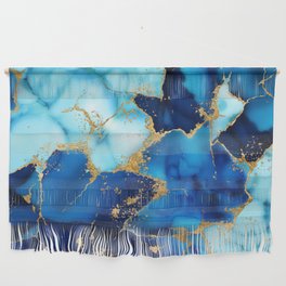 Dreamy Blue inks and Gold Wall Hanging