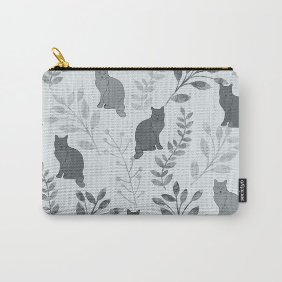 Watercolor Floral and Cat VI Carry-All Pouch