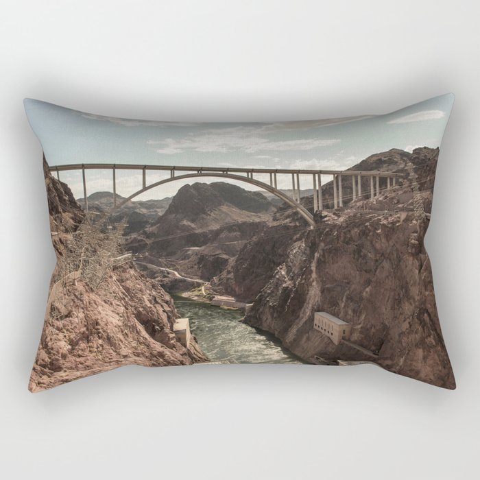 Hoover dam above Colorado River with blue sky | Las Vegas USA | Colorful travel photography print Rectangular Pillow