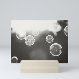 Bubble Photography, Black and White Bathroom Art, Laundry Room Photo Mini Art Print