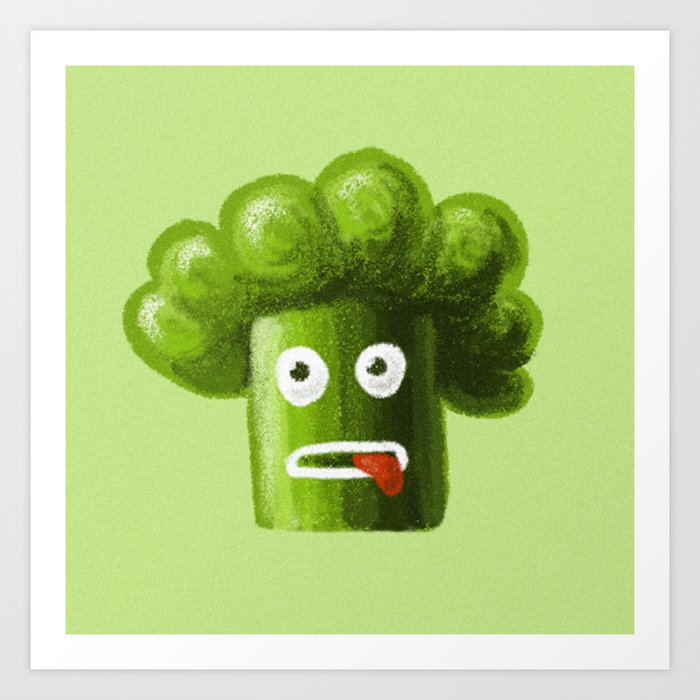 Funny Stressed Out Broccoli Art Print