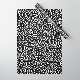Black on White Doodles Wrapping Paper