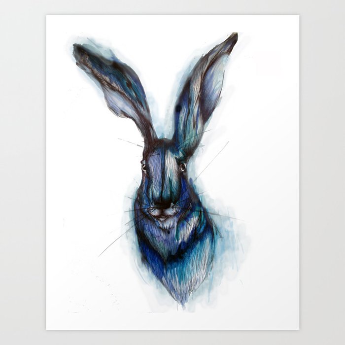Blue Hare Art Print
