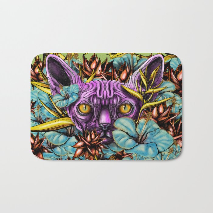 The Sphynx and the Flowers Bath Mat