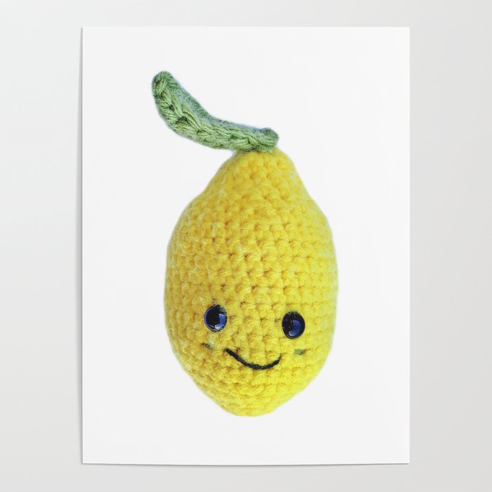 Cute Yellow Lemon Amigurumi Character Poster