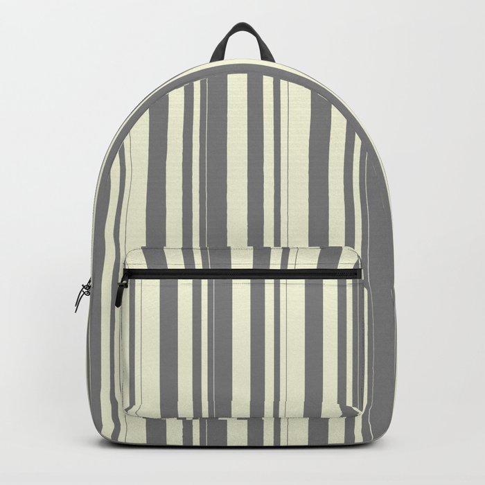 Gray & Beige Colored Striped/Lined Pattern Backpack