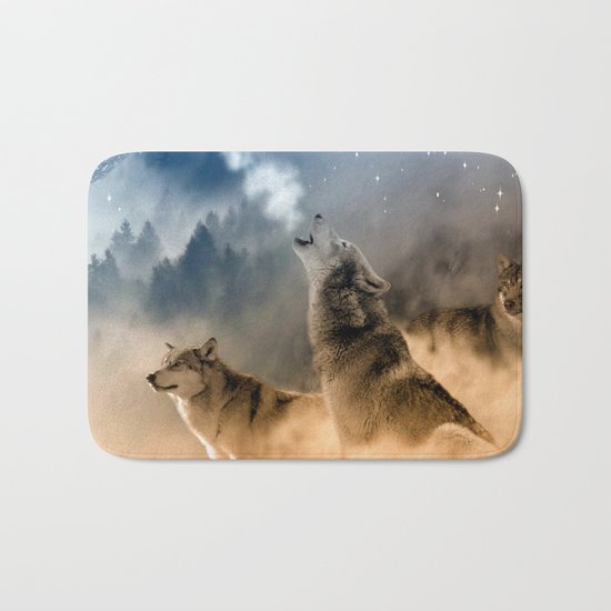 Fantasy Wolf Wolves Animal Bath Mat