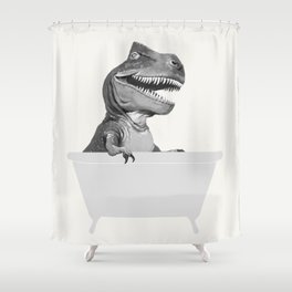 Vintage T-Rex in Bathtub Shower Curtain