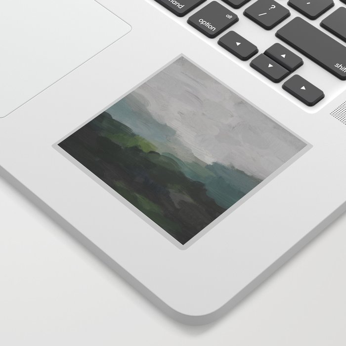 dark green seafoam teal valley horizon gray cloudy skies abstract nature ocean painting art print wall decor sticker by rachel elise society6