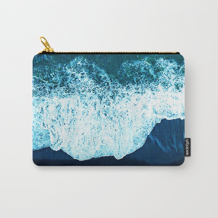 Turquoise Teal Tropical Ocean Waves On Black Sand Beach Carry-All Pouch