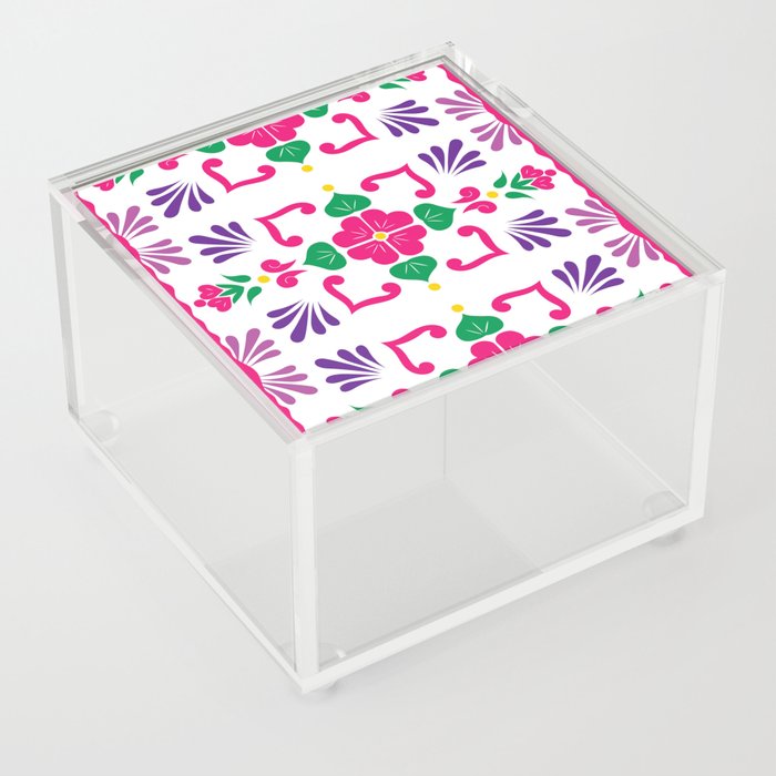 Pink 2, Framed Talavera Flower Acrylic Box