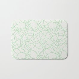 Pastel Green Scribbled Lines Abstract Hand Drawn Mosaic on Off White 2020 Color of the Year Neo Mint Bath Mat | Contemporary, Scribble, Lines, Pastelgreen, Mintgreen, Graphicdesign, Popart, Unique, White, Modern 