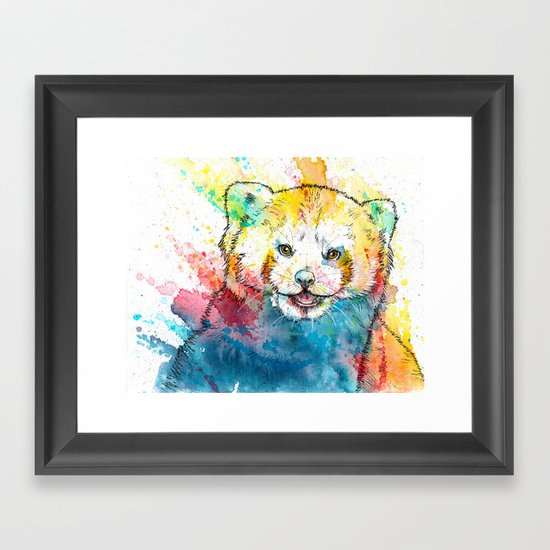Red Panda Animal Painting Illustration Colorful Framed Art