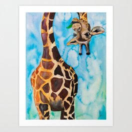friendly giraffe Art Print