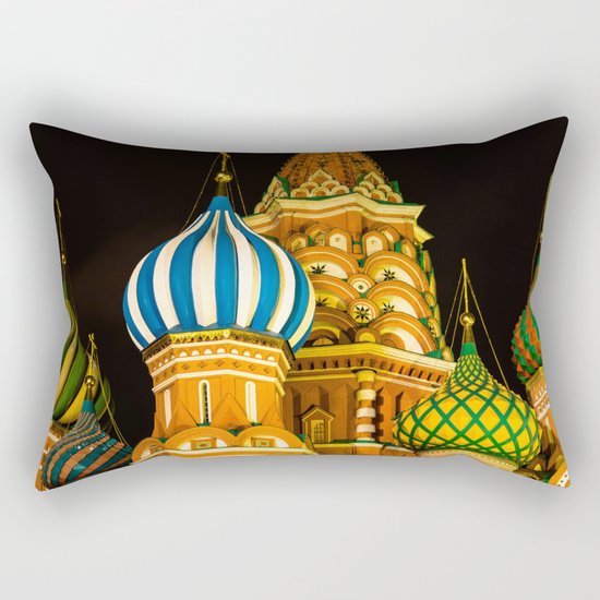 Domes of St. Basil's Cathedral on red square Rectangular Pillow