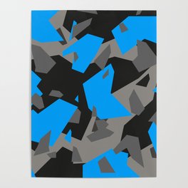 Black\Grey\Blue Geometric Camo Poster